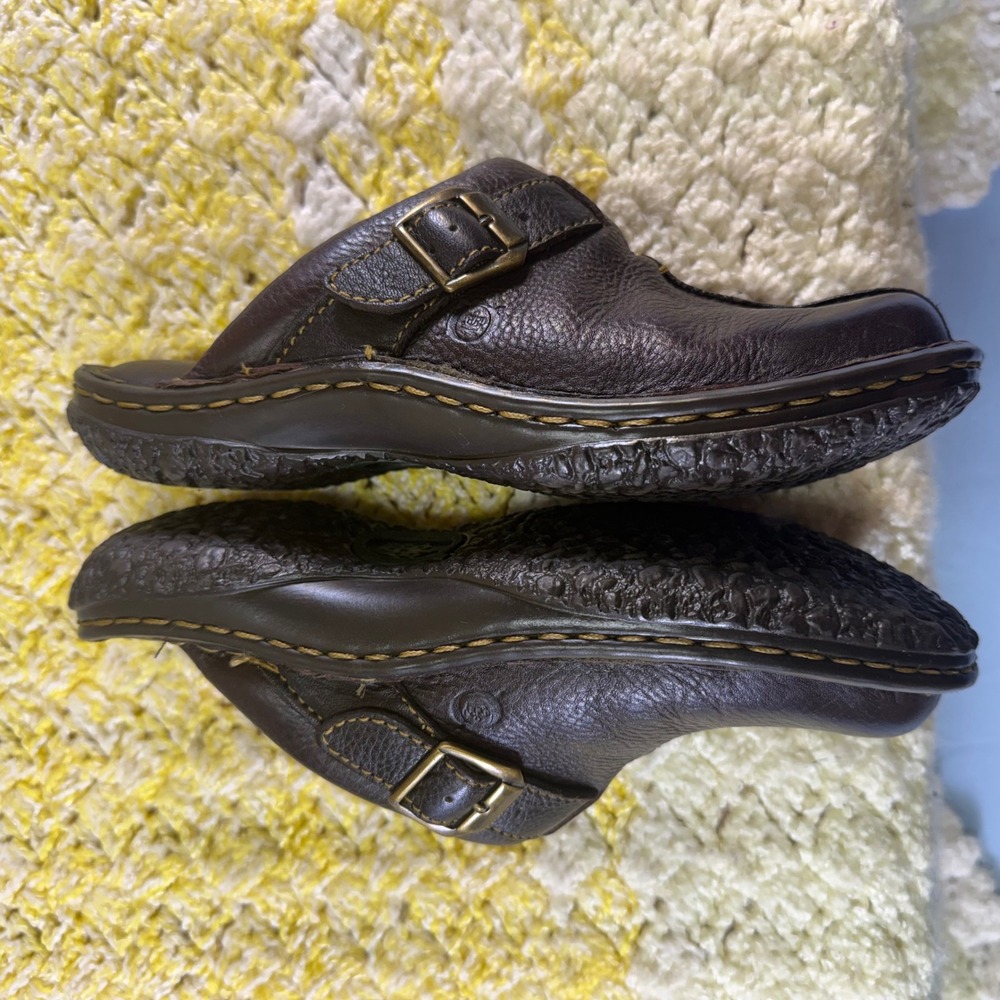 Born Womens Leather‎ Clogs Mules Dark Brown Buckle Slip On Shoes W61617 Size 6 - Picture 16 of 16